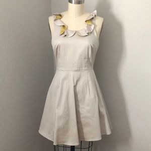 Gray & gold A Line dress with low back with silk